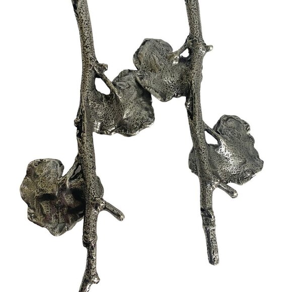 Geranium Leaf Salad Servers Metalware Twig Handles - Picture 9 of 10